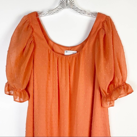 ASOS DESIGN SWISS DOT MINI DRESS CORAL - Picture 3 of 8